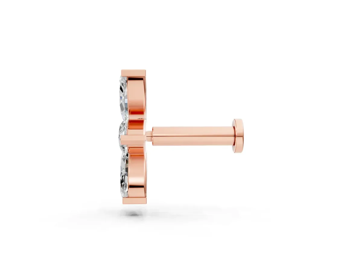 Marquise Diamond Trio Flatback Earring Rose gold