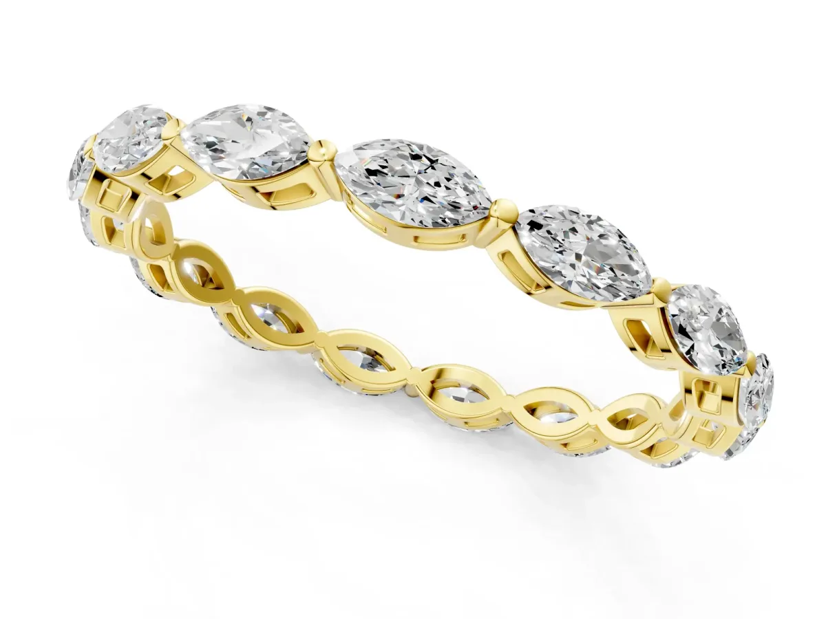 Marquise Diamond Eternity Band with U-Prong Setting Yellow gold