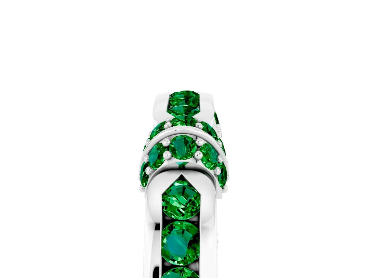 Pavé Round Emerald Link Band with Bezel Setting Silver