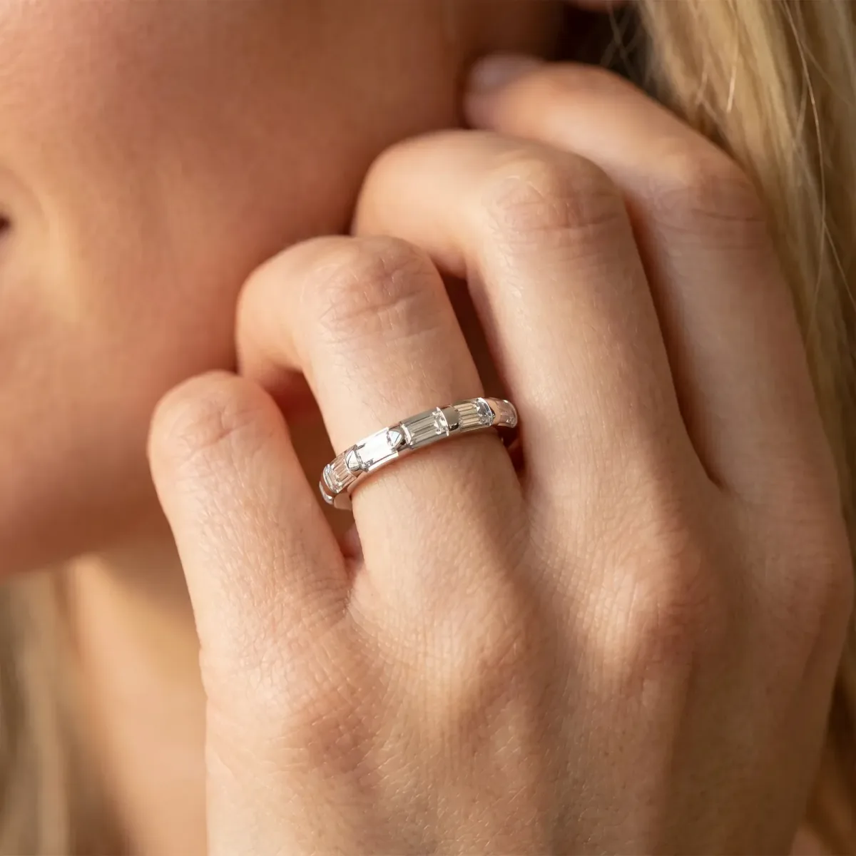 Channel Set Baguette Diamond Eternity Band Platinum