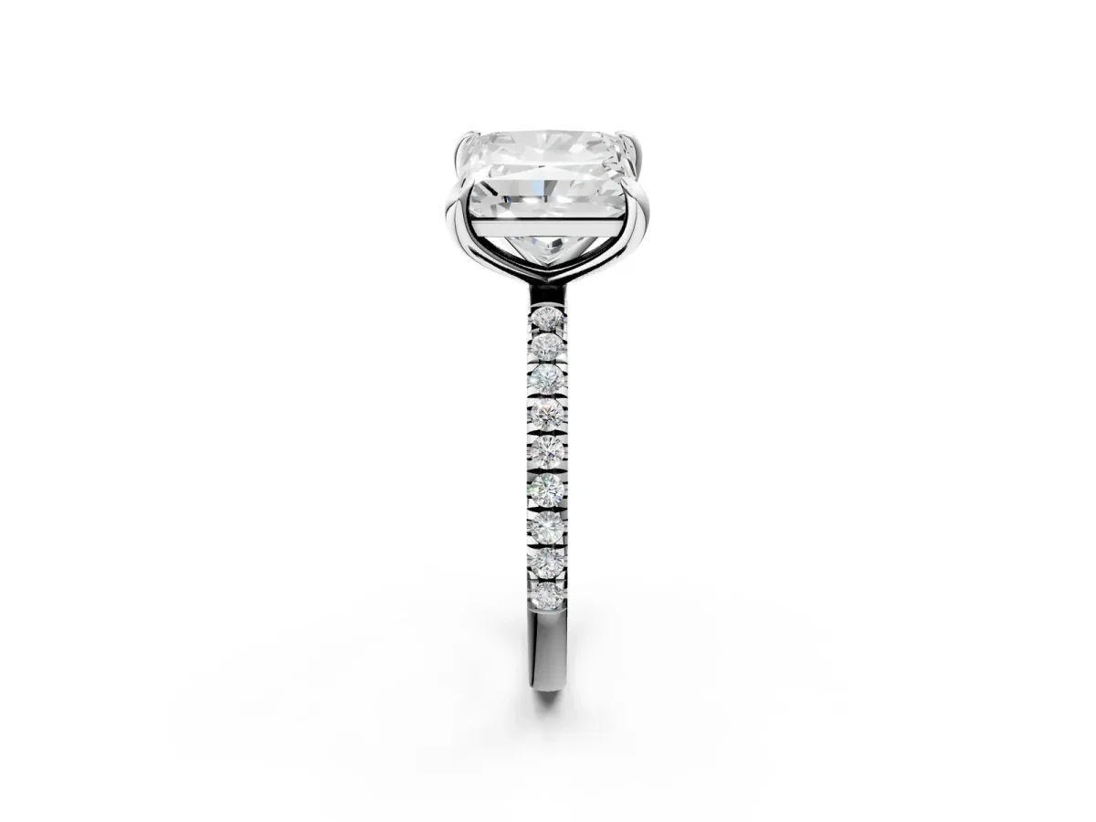 Round and Princess Toi Moi Ring with Prong Setting and Pave Band Silver