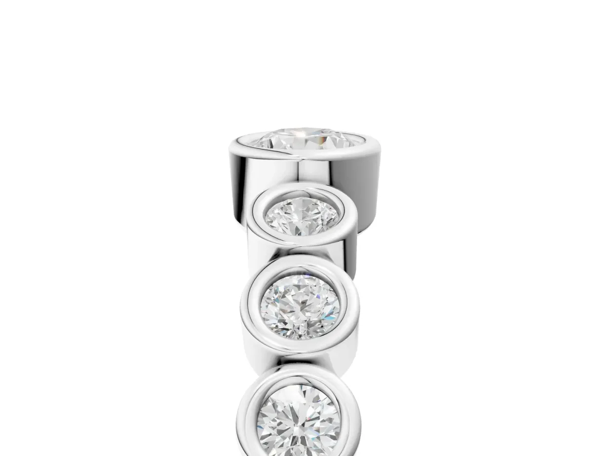 Bezel Set Oval Diamond Half Eternity Band Platinum