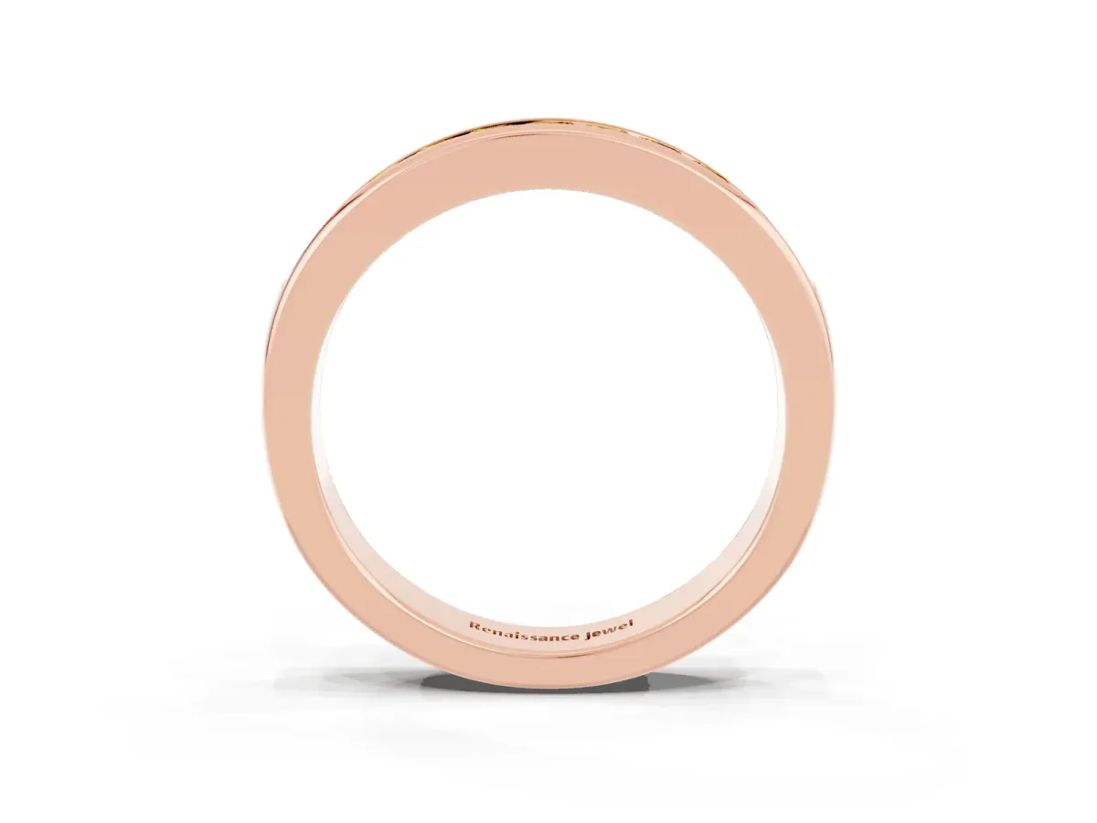 Channel Set Princess Cut Citrine Eternity Band Rose gold