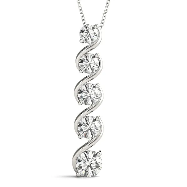Round Diamond Prong-Set Swirl Pendant White gold