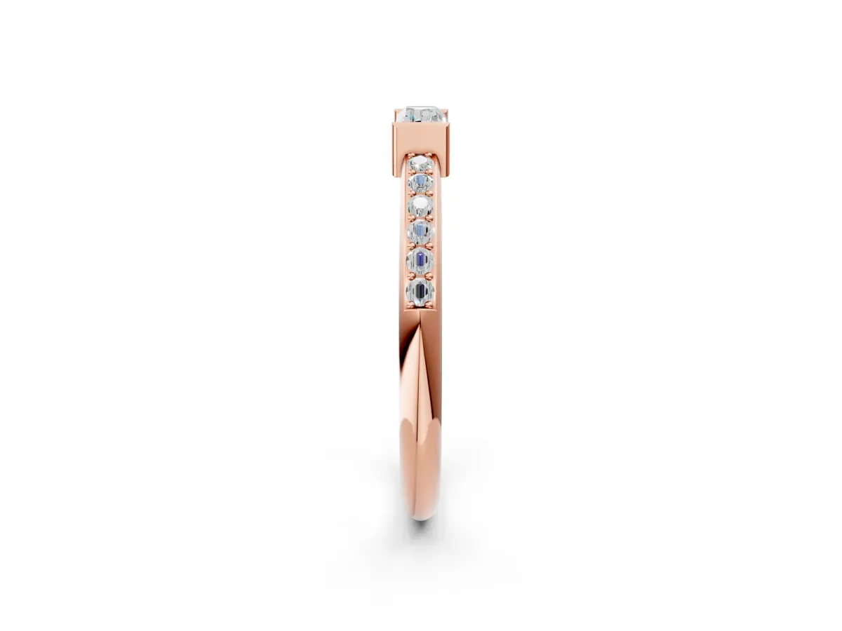 Baguette Diamond Pavé Band with Bar Setting Rose gold