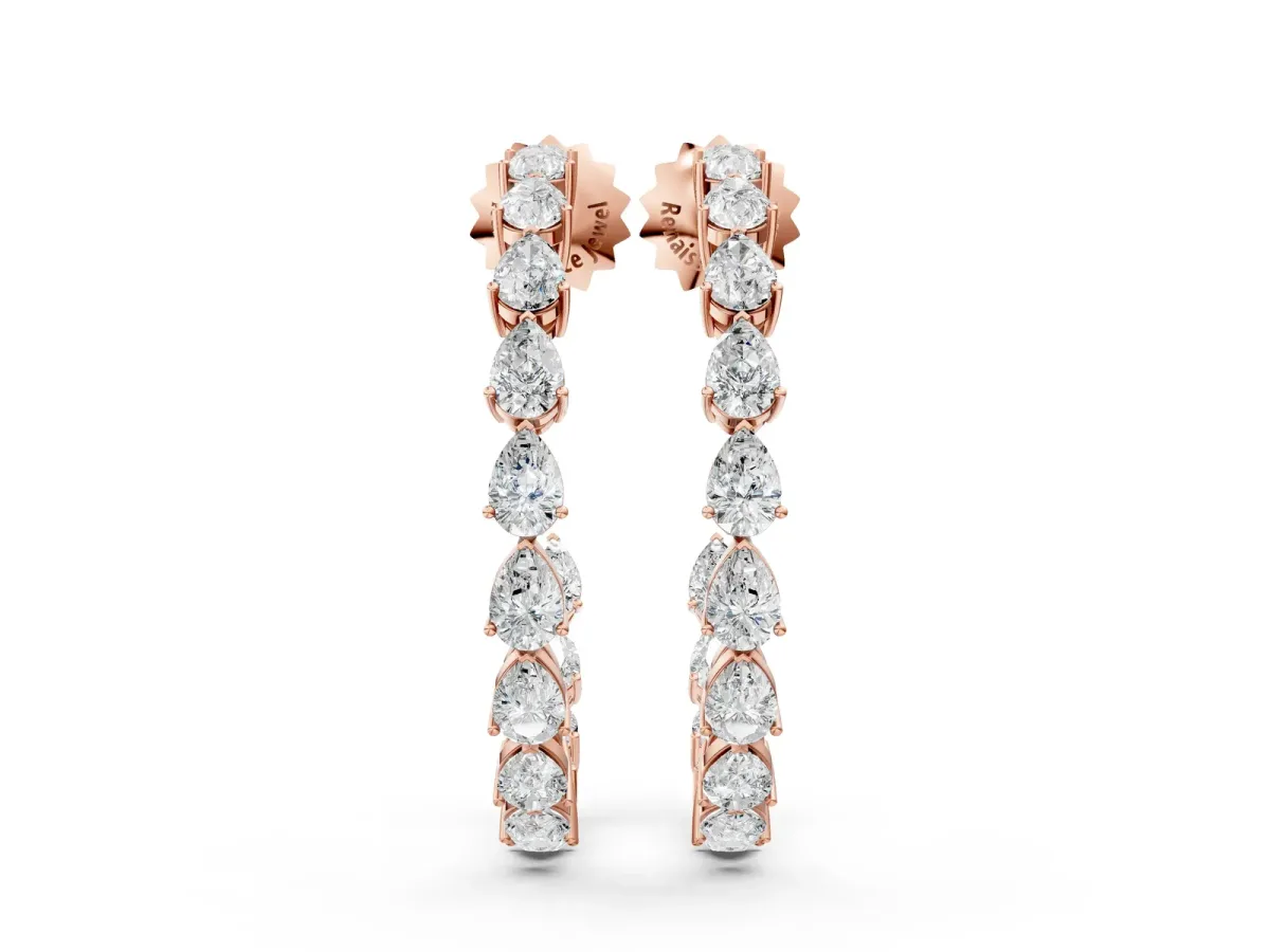 Pear Diamond Open Hoop Earrings Rose gold