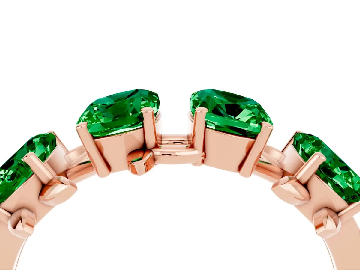 Emerald Cut Emerald Prong-Set Half Eternity Band Rose gold