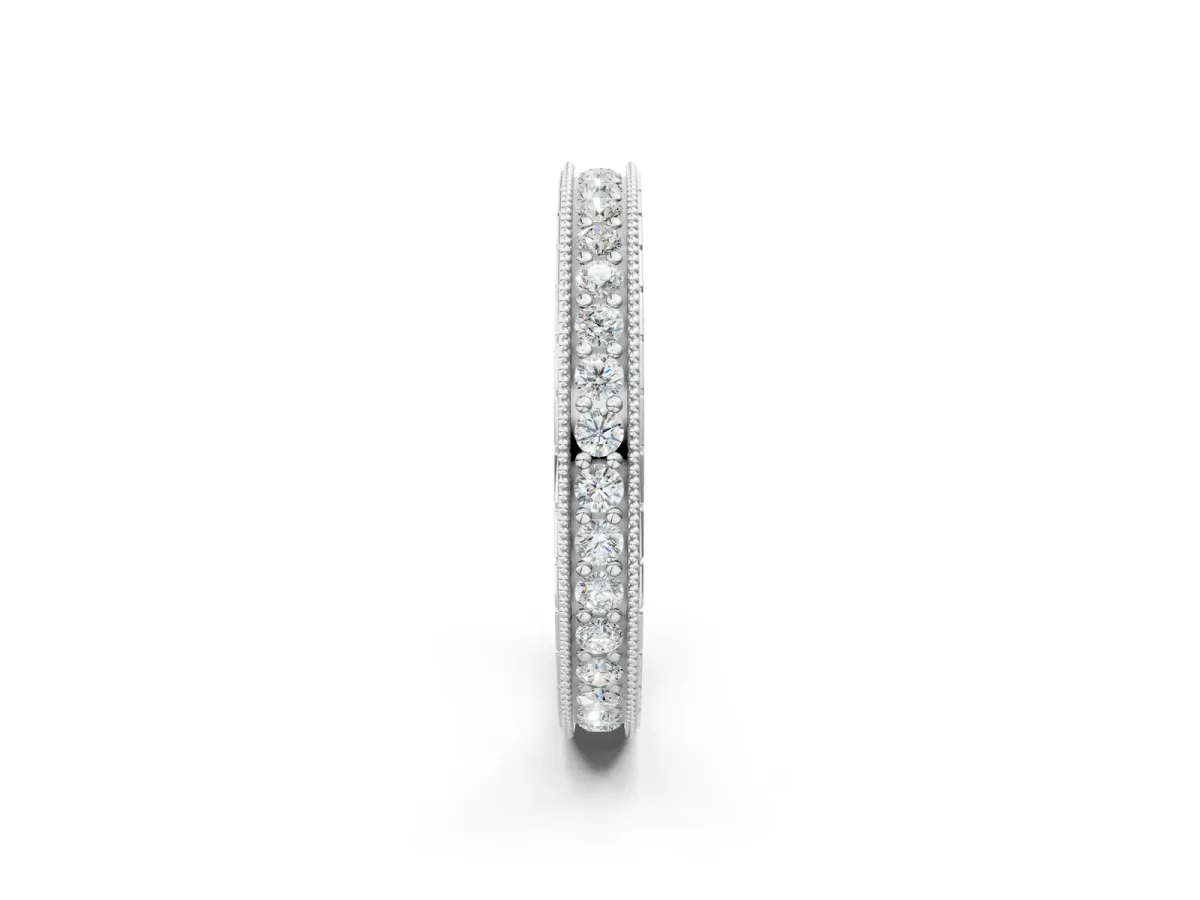 Round Cut Diamond Milgrain Bezel Set Eternity Band Platinum