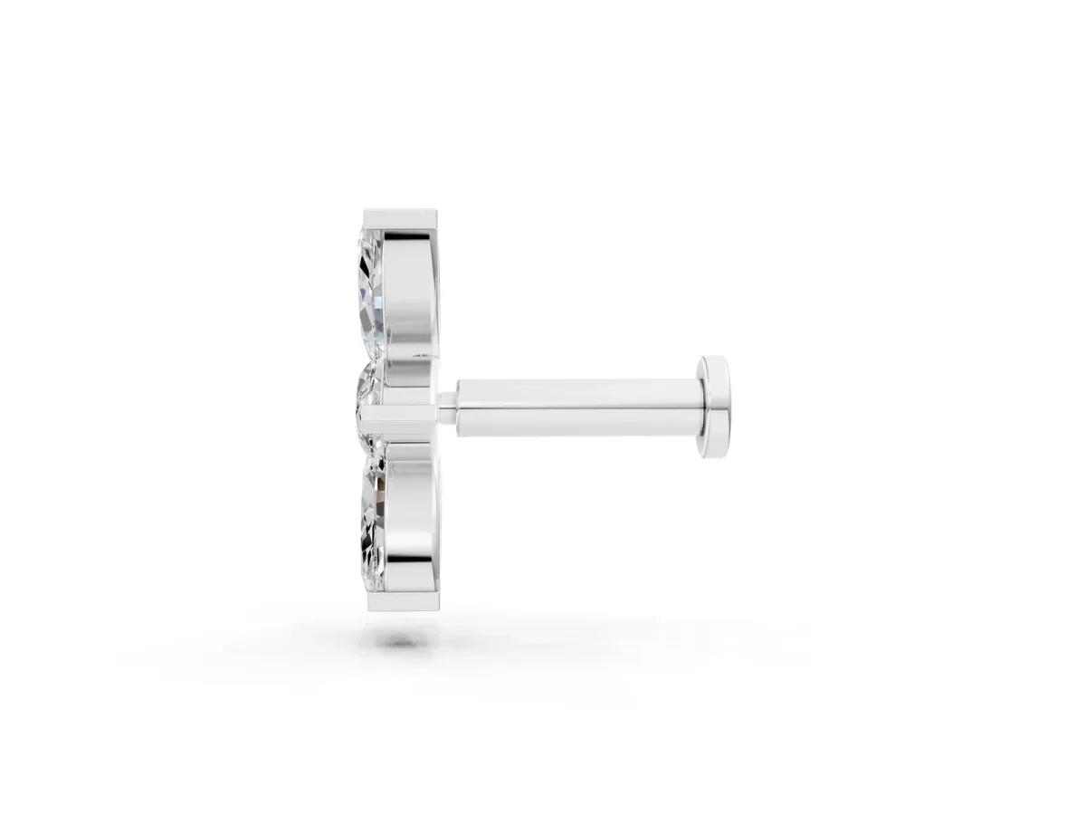 Marquise Diamond Trio Flatback Earring Platinum