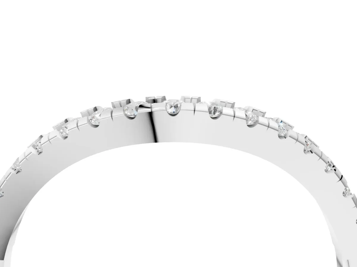 Diamond Pavé Curved Wedding Band Platinum