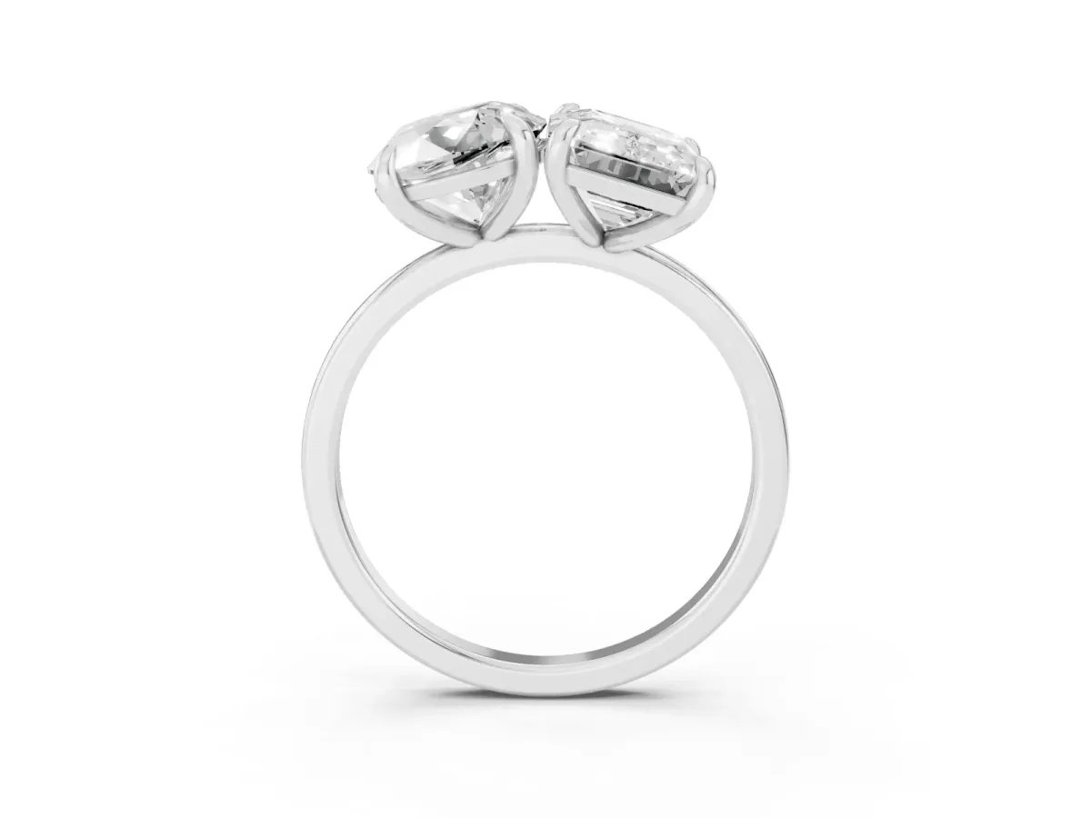 Round and Radiant Toi Moi Ring with Prong Setting and Plain Band Platinum