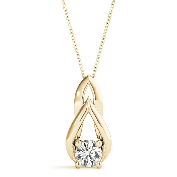 Round Solitaire Prong-Set Diamond Pendant Yellow gold