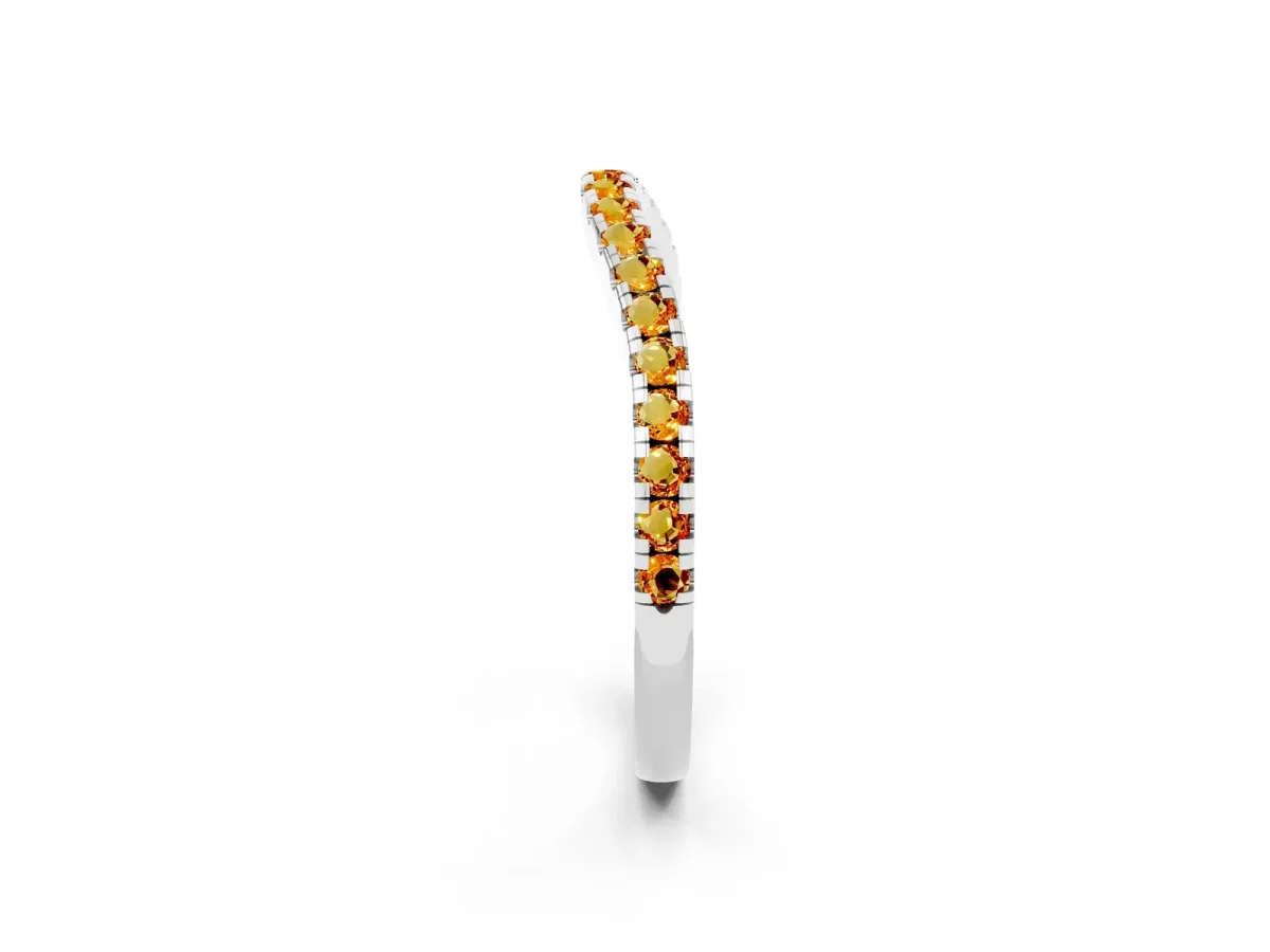Round Citrine Pavé Half Eternity Band with Shared Prong Setting Platinum