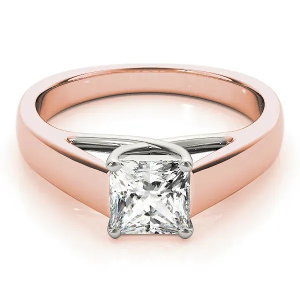 Princess Cut Cut Solitaire Engagement Ring with Cathedral Setting and Four-Prong Setting Rose gold