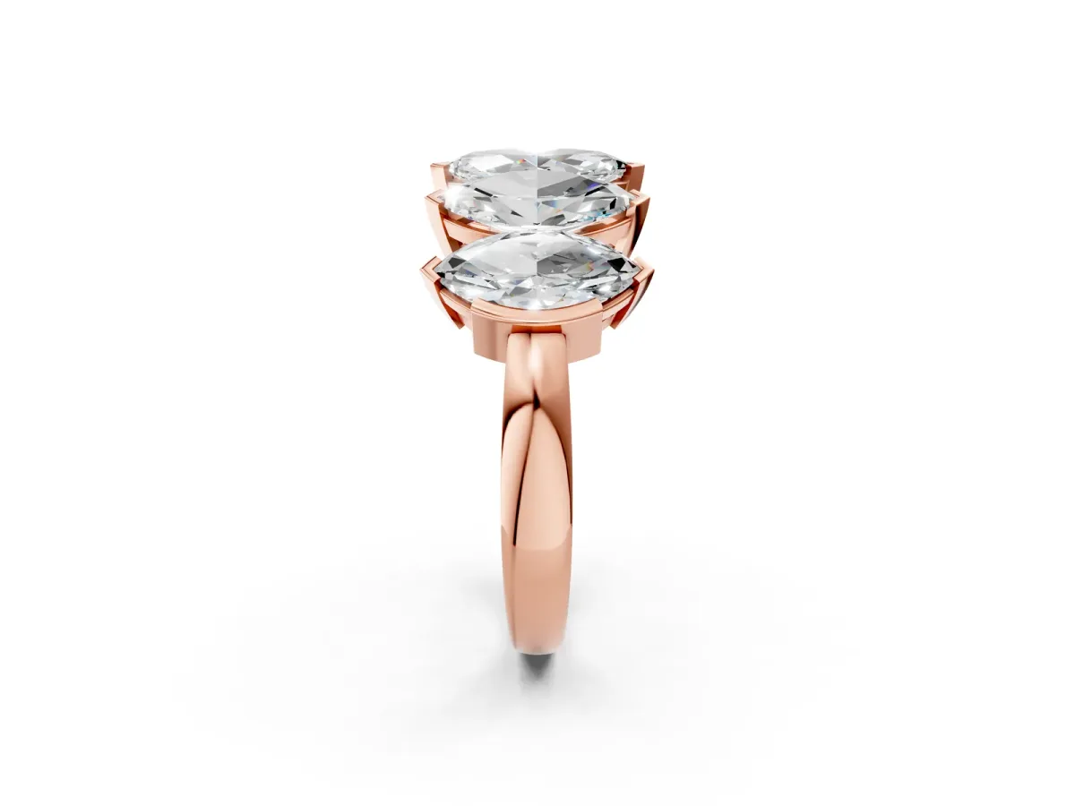 Five Stone Marquise Diamond Prong Set White Gold Band Rose gold