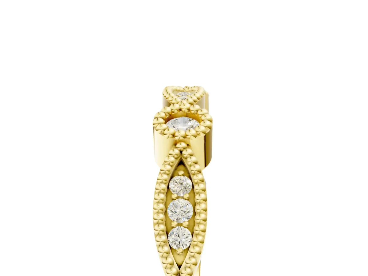 Milgrain Bezel and Marquise Diamond Band Yellow gold