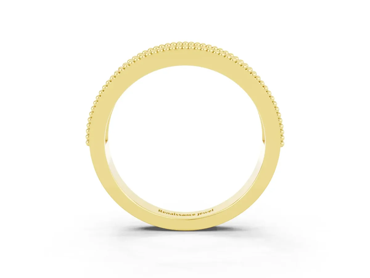 Round Ruby Twist Milgrain Band with Bezel Setting Yellow gold