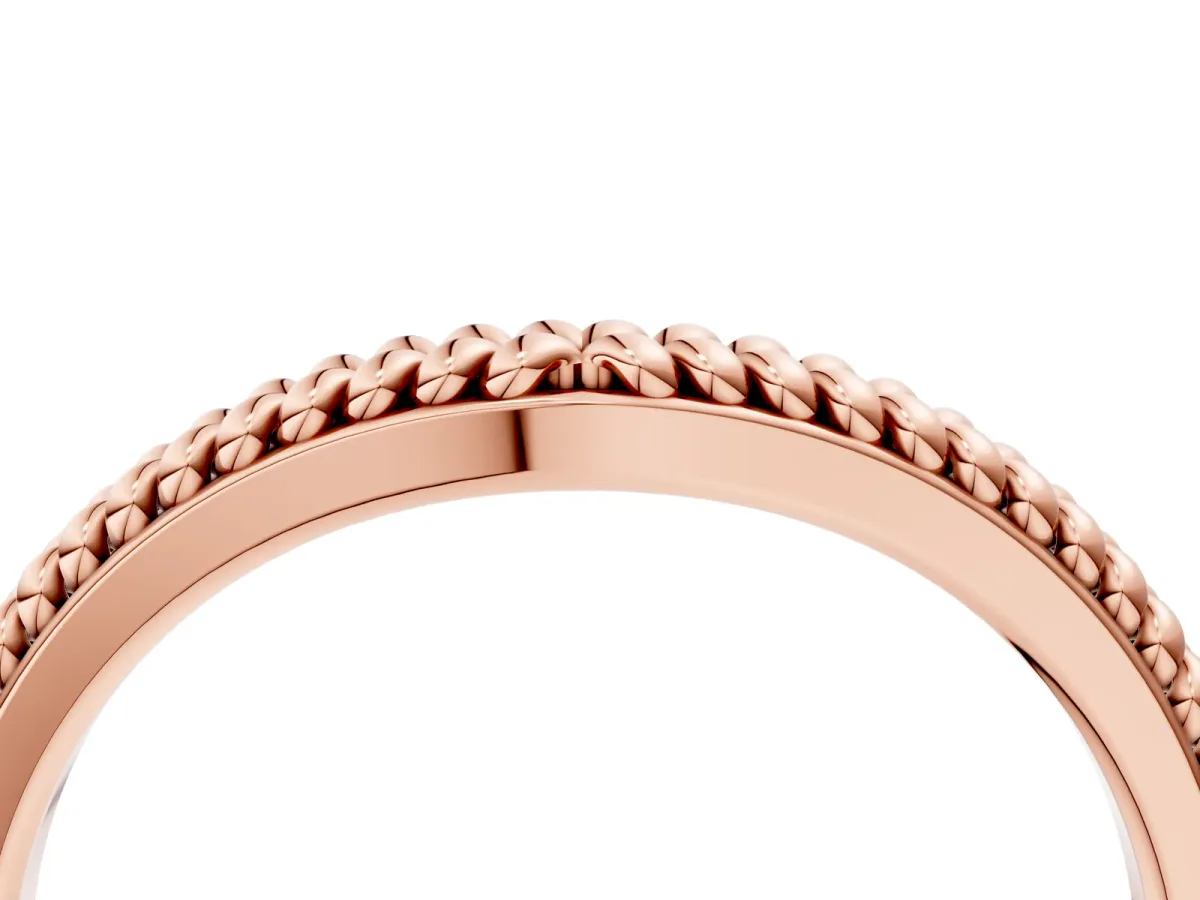 Braided Milgrain White Gold Contour Band Rose gold