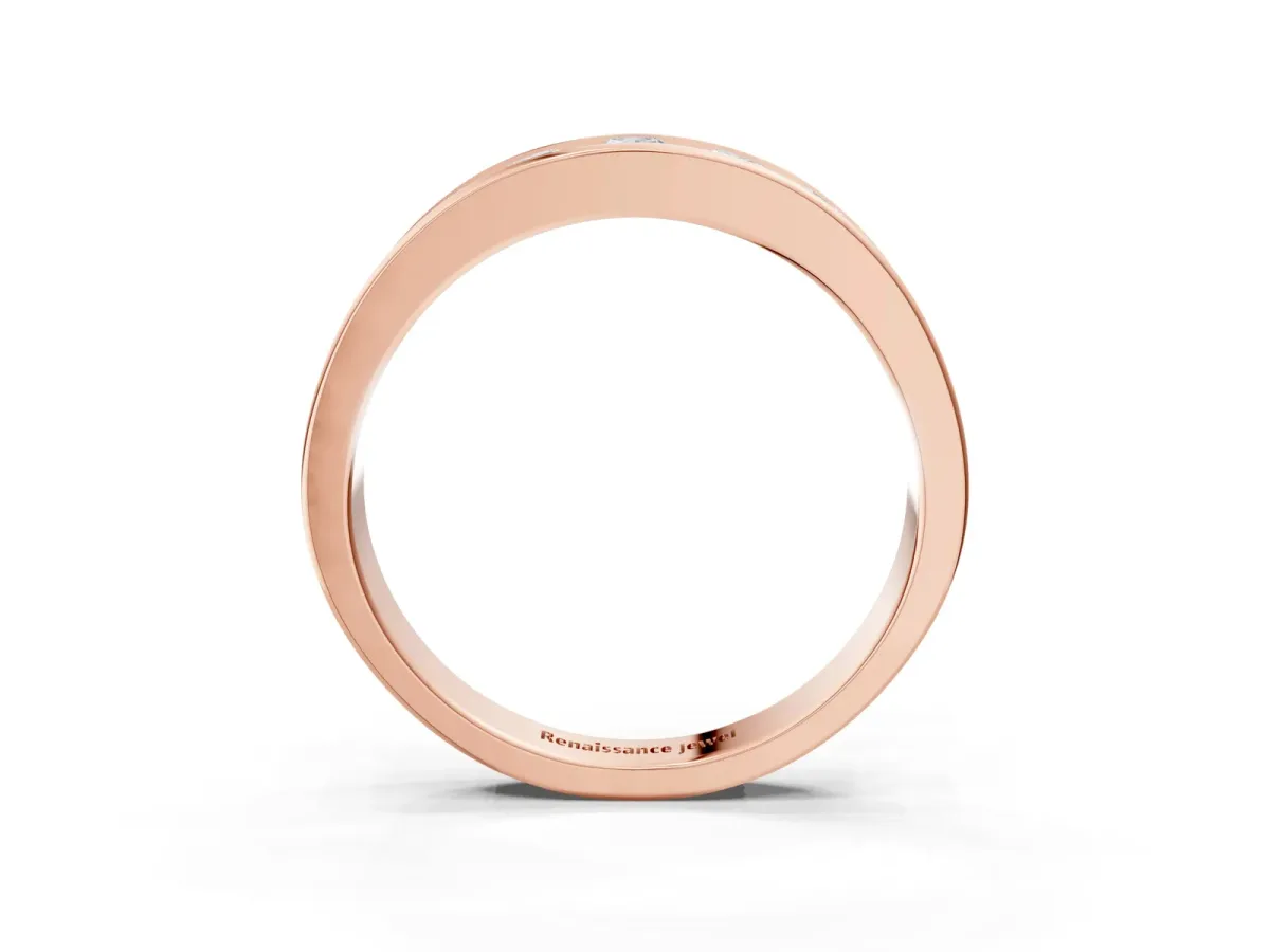 Channel Set Round Diamond Comfort Fit Band Rose gold