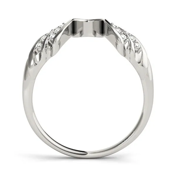 Round Diamond Wave Bypass Band with Prong Setting White gold