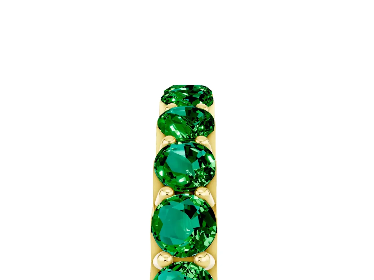 Round Emerald Half Eternity Band with Classic Prong Setting Yellow gold