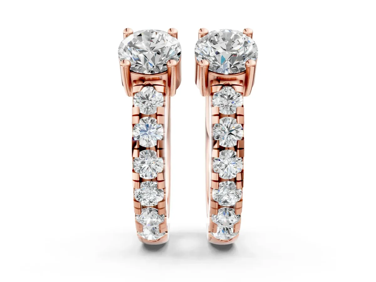 Round Diamond Taylor Huggie Hoop Earrings Rose gold