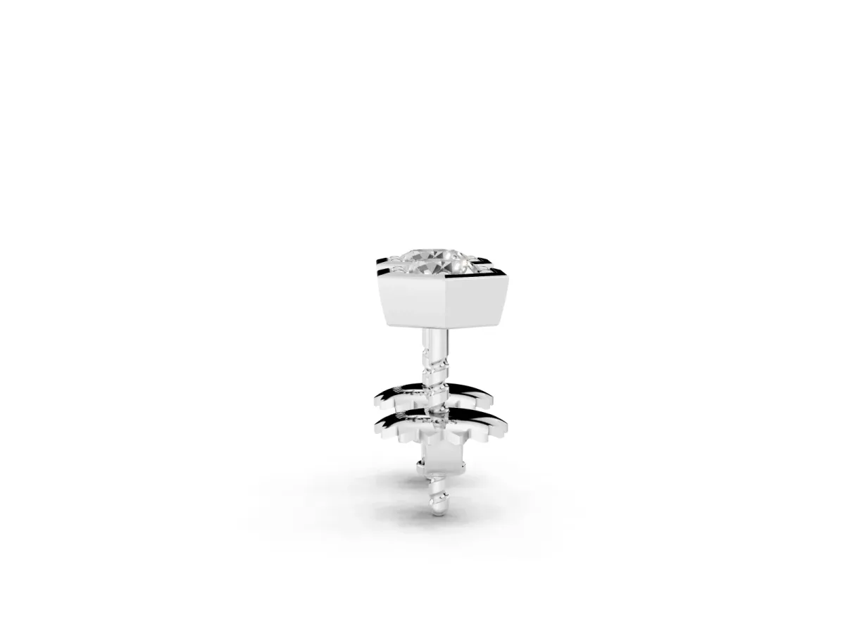 Round Diamond Bezel-Set Stud Earrings Silver