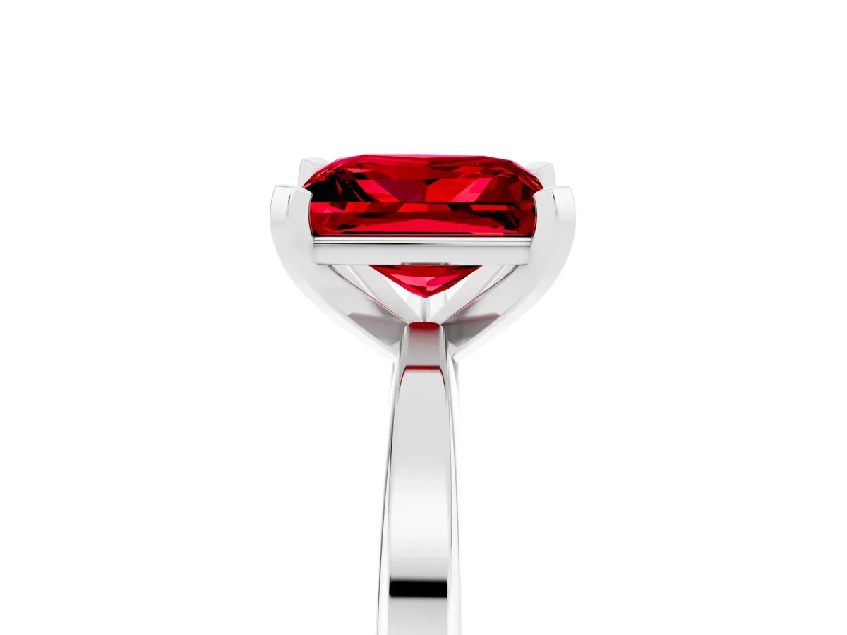 Princess Cut Ruby Solitaire Engagement Ring with Classic Band and Four-Prong Setting Platinum