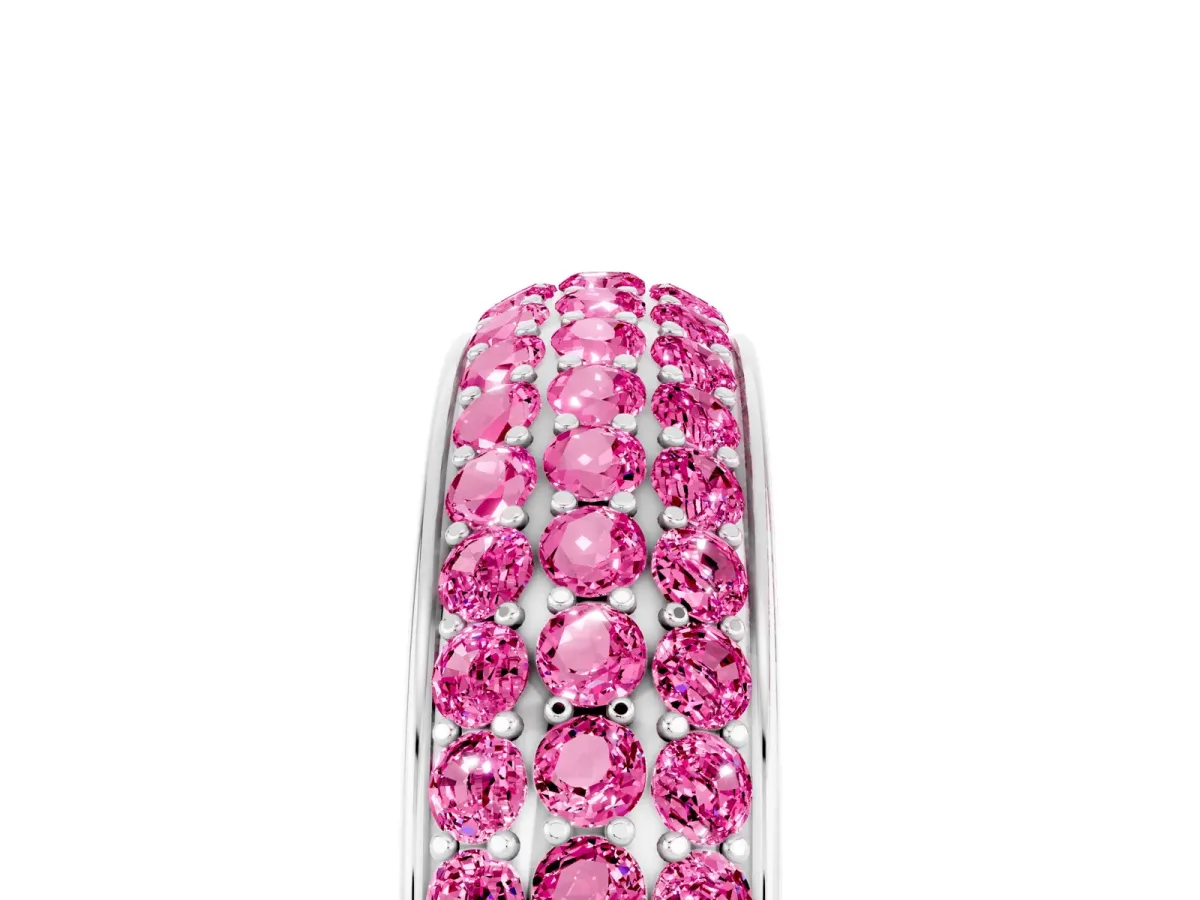 Three-Row Round Pink Sapphire Eternity Band with Shared Prong Setting White gold