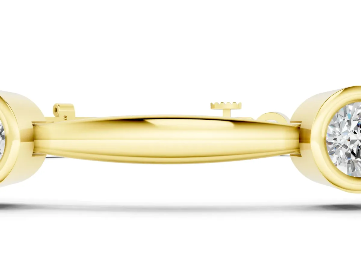 Bezel Set Round Diamond Link Bracelet with Box Clasp Yellow gold