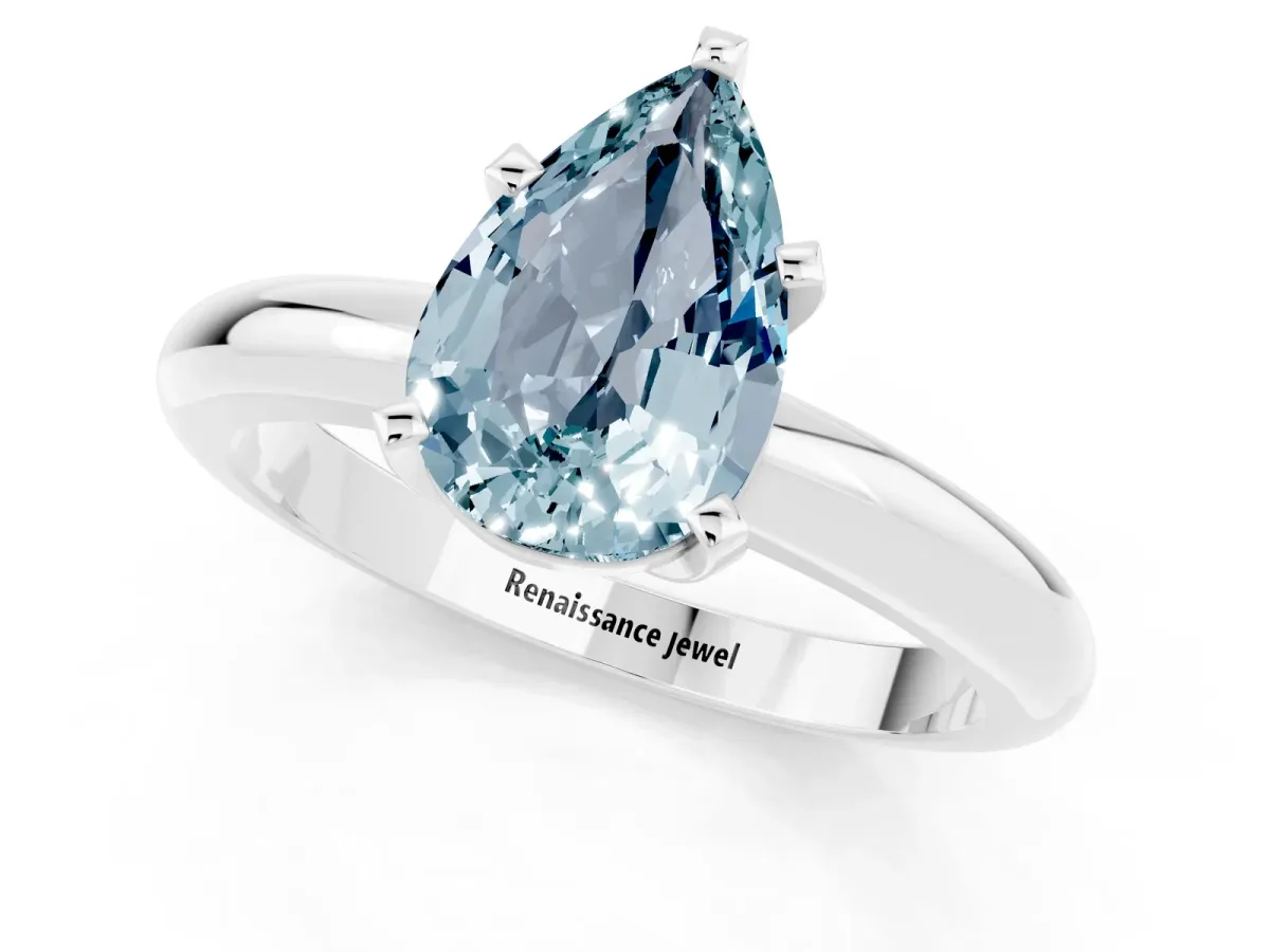 Round Aquamarine Leaf Eternity Band with Bezel Setting Platinum