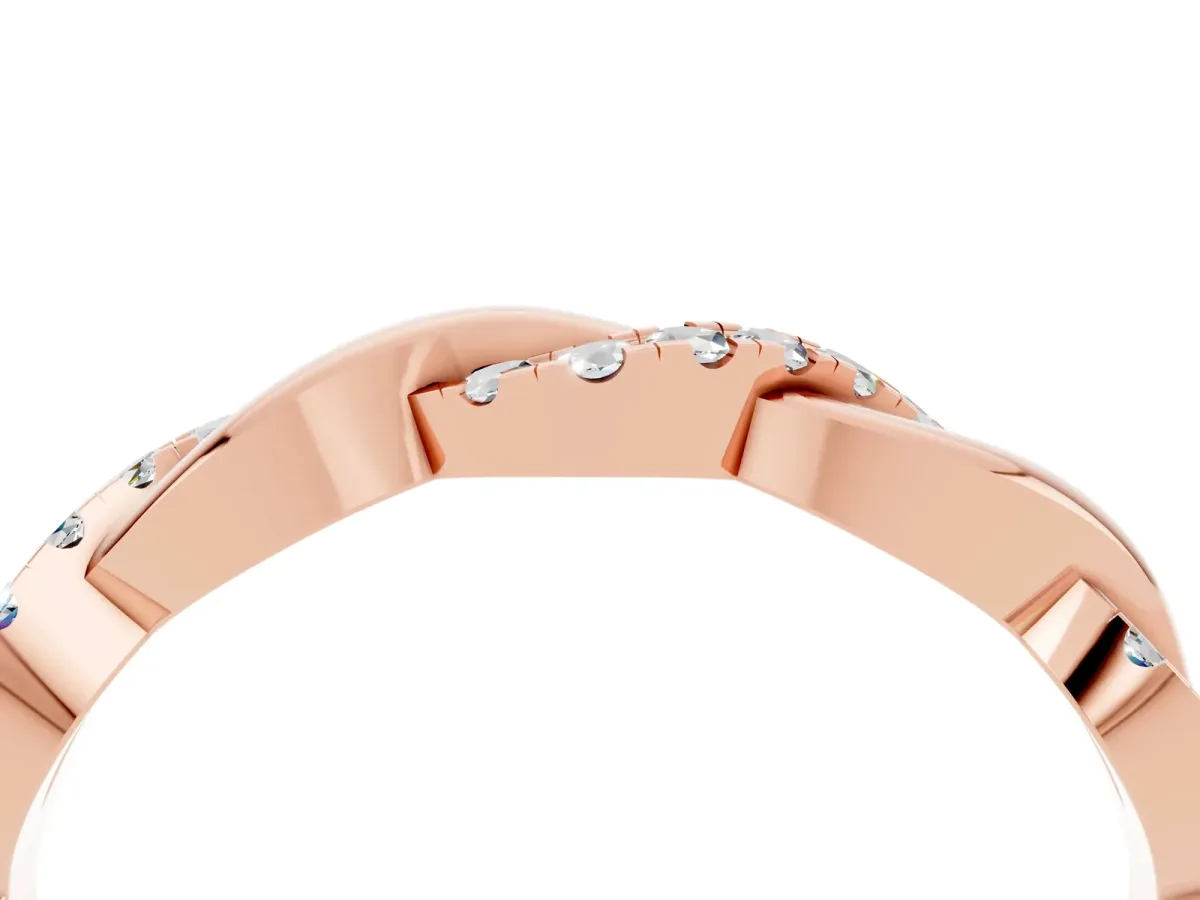 Round Moissanite Twist Eternity Band with Pavé Setting Rose gold