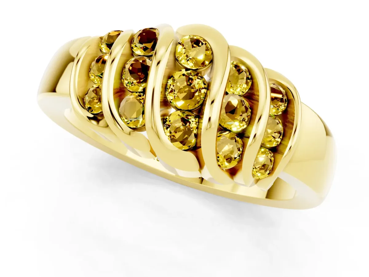 Round Yellow Sapphire Multi-Row Crossover Band Yellow gold