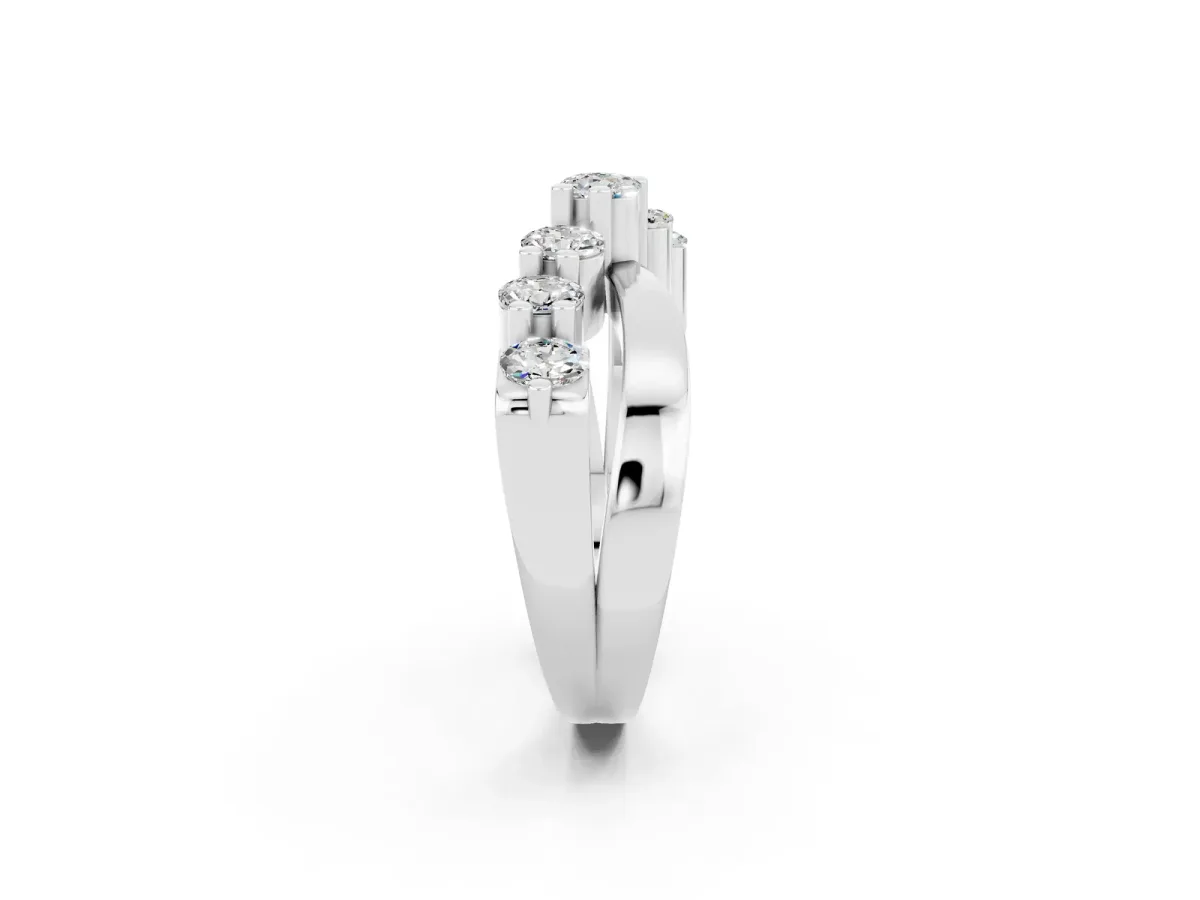 Round Moissanite Prong-Set Crossover Band Platinum