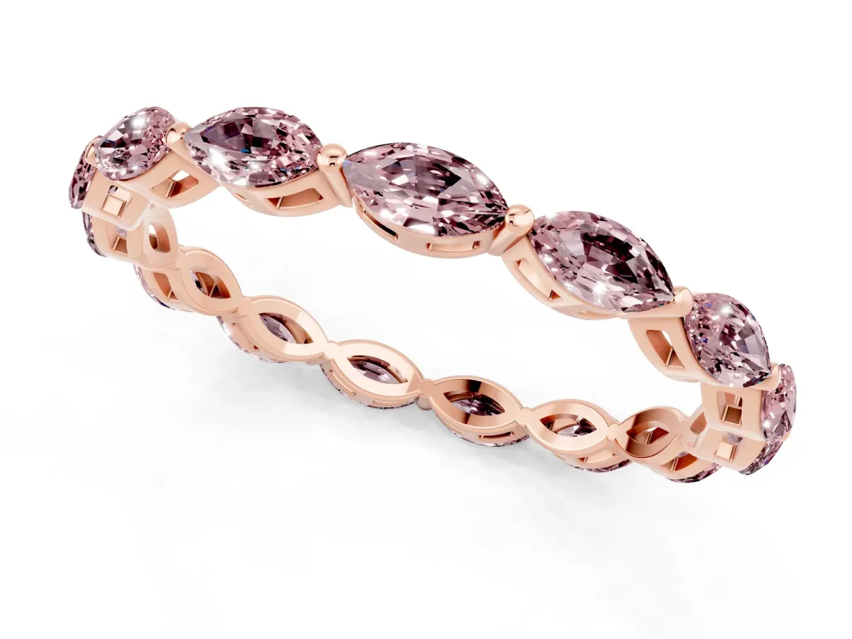 Marquise Morganite Eternity Band with U-Prong Setting Rose gold