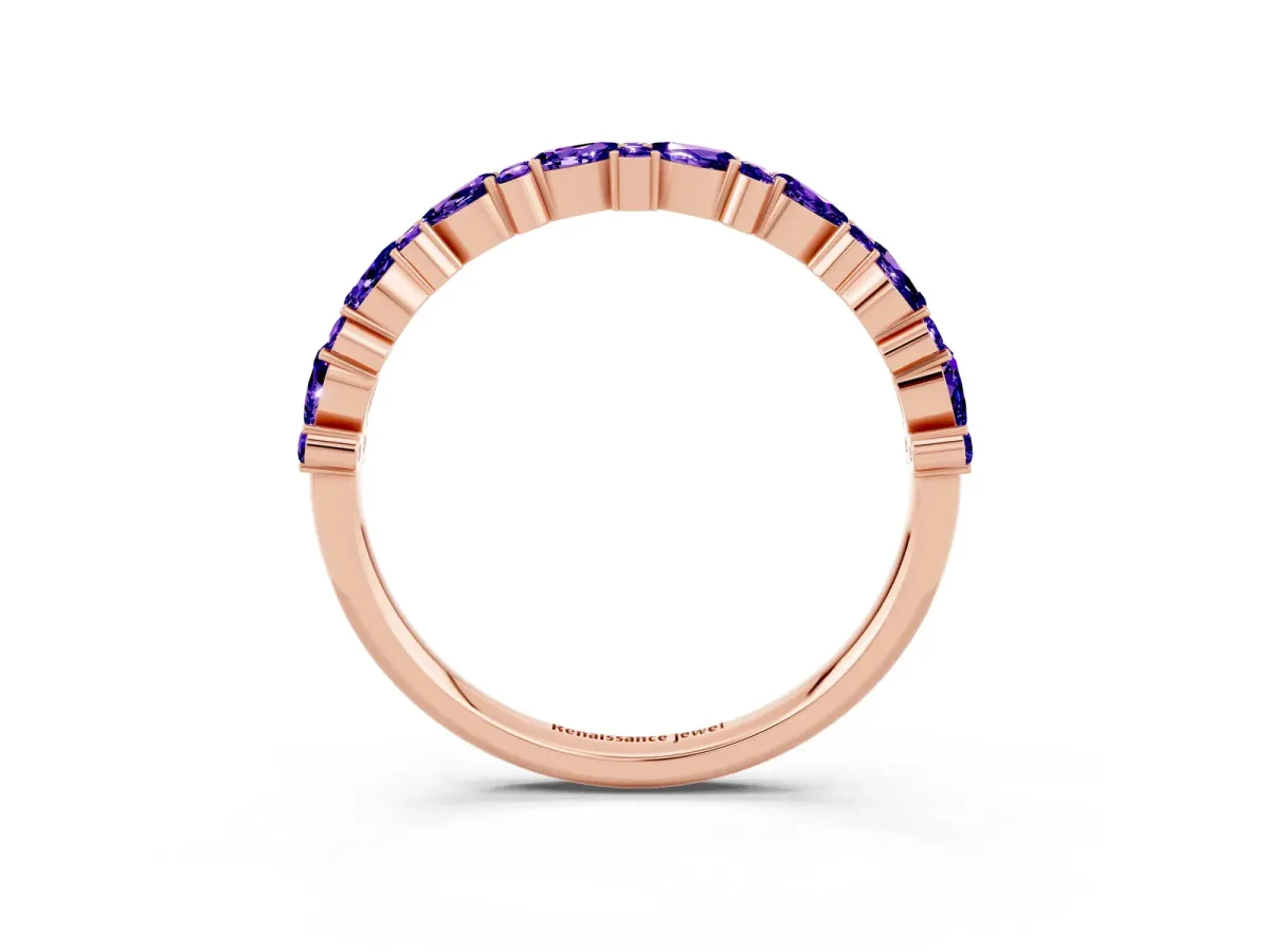 Pear and Round Tanzanite Wedding Band Rose gold