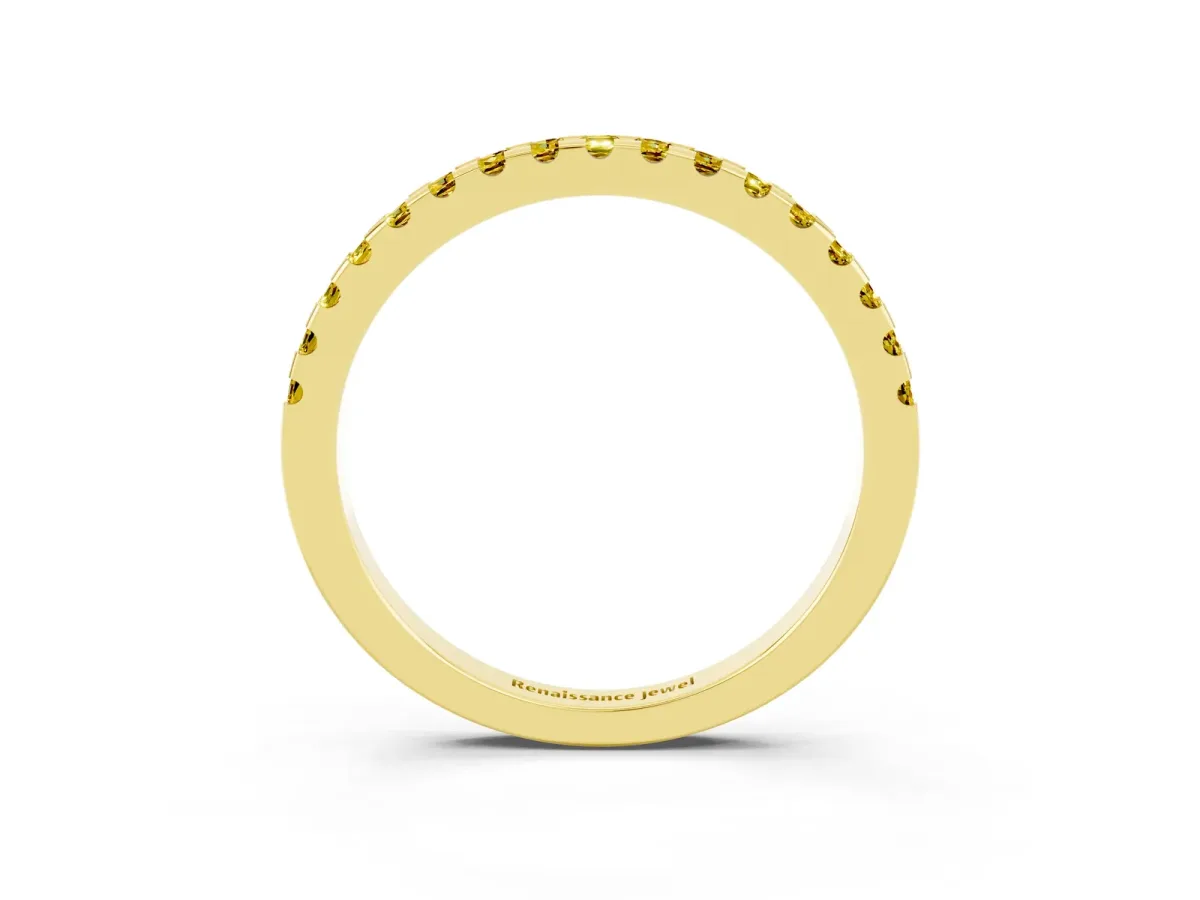 Round Yellow Sapphire Pavé Set Eternity Band with Micro Prong Setting Yellow gold