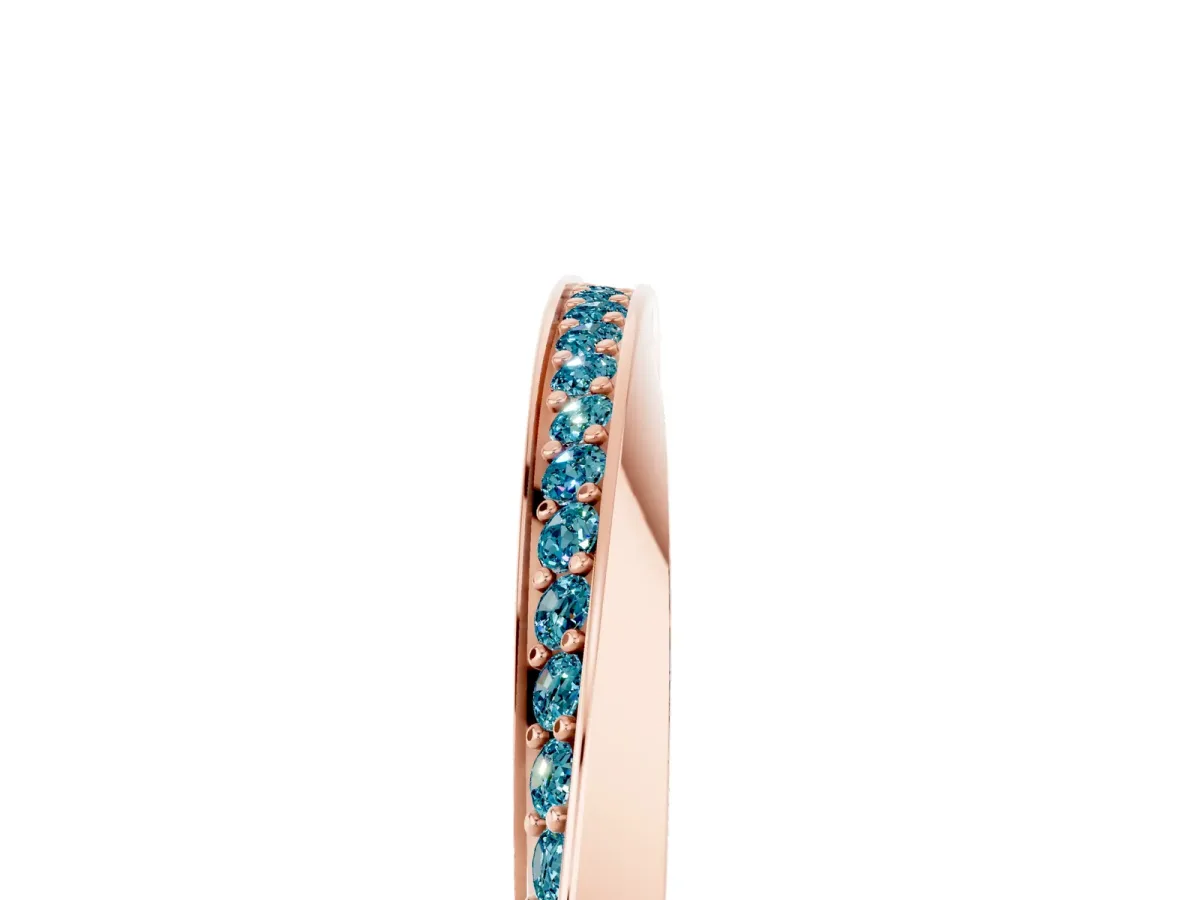 Pavé Round Blue Topaz Twist Band Rose gold
