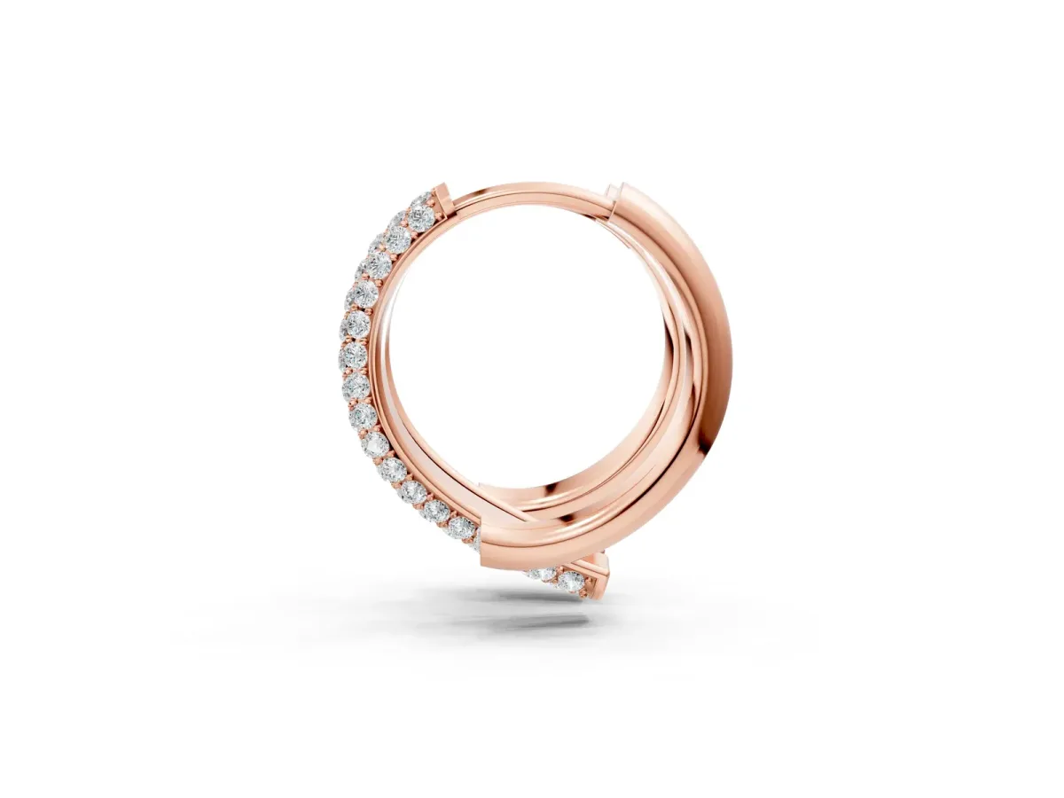 Round Diamond Vega Bypass Hoop Earrings Rose gold