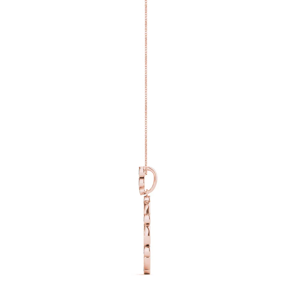 Round and Marquise Diamond Bezel Set Pendant Rose gold