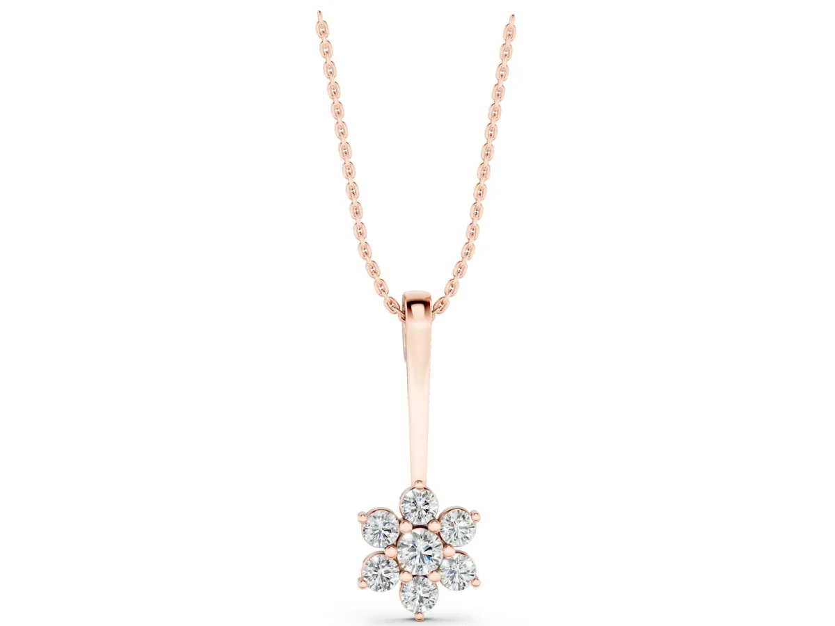 Round Diamond Cluster Pendant with Six-Prong Setting Rose gold