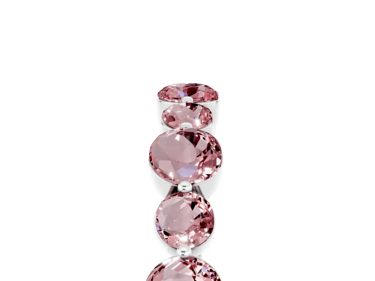 Round Morganite Scalloped Prong Set Eternity Band Platinum