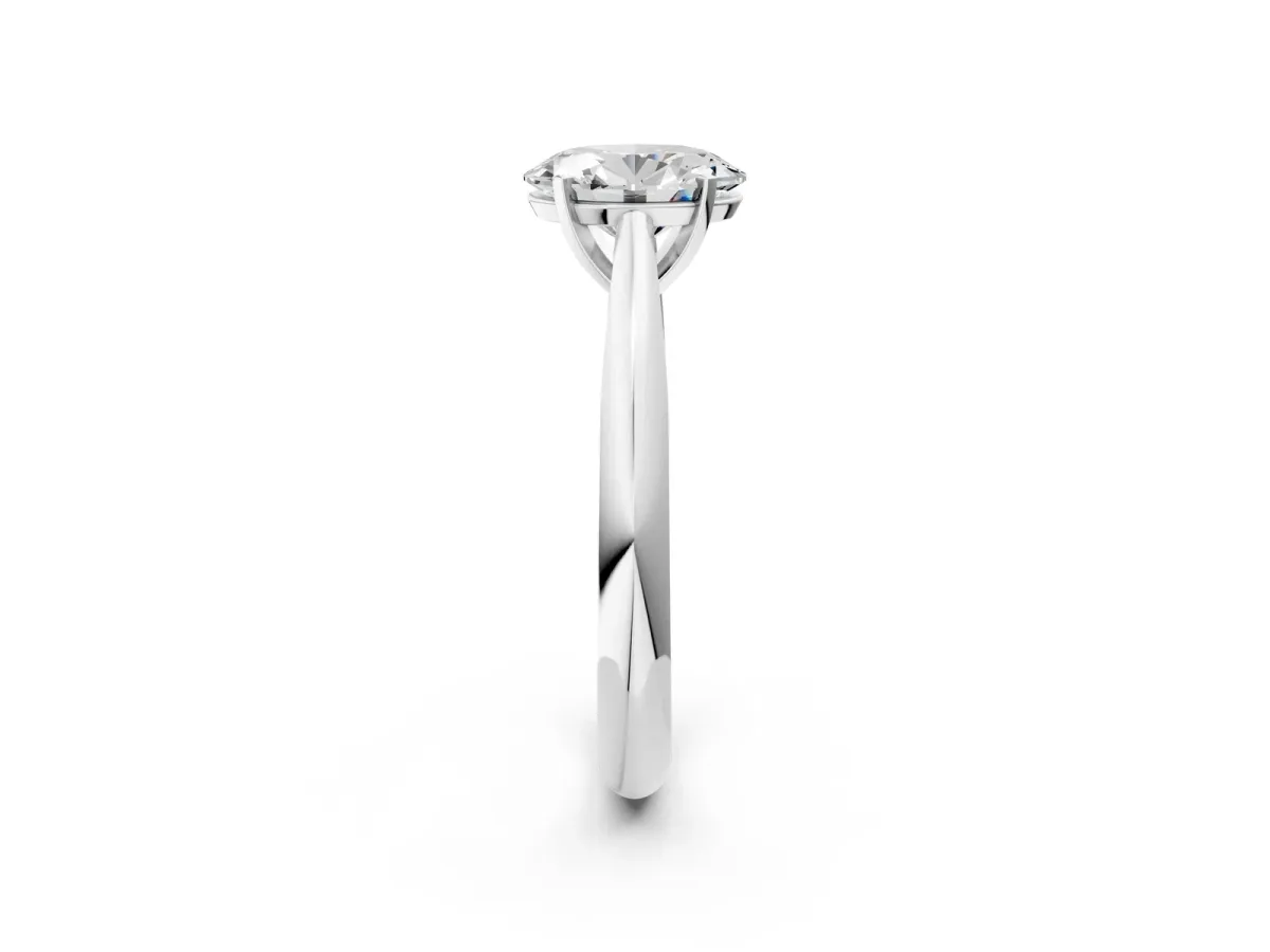 Oval Cut Diamond Solitaire Engagement Ring with Cathedral Setting and Four-Prong Mount White gold