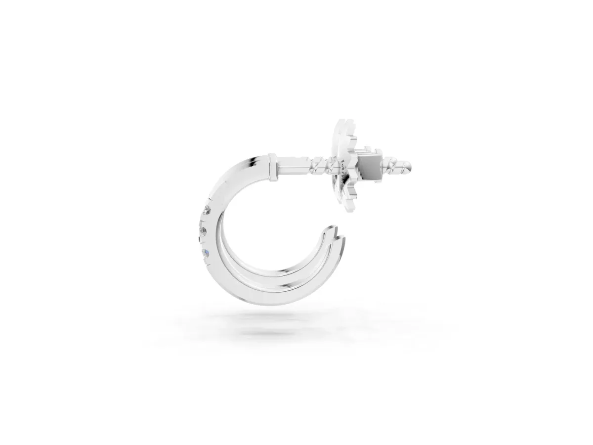 Round Diamond Petite Huggie Hoop Earrings Silver