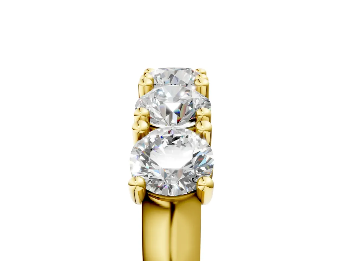 Five-Stone Round Diamond Prong-Set White Gold Band Yellow gold
