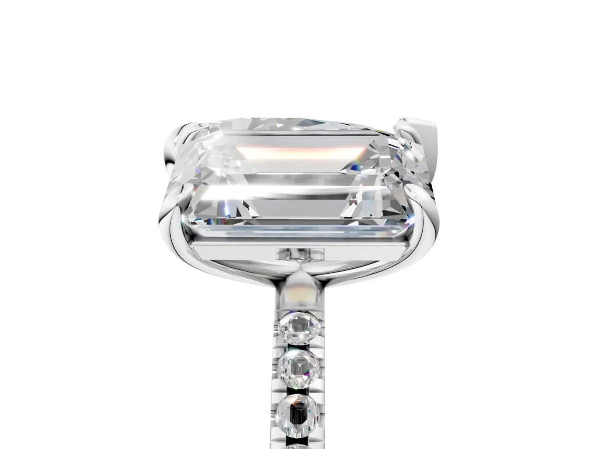 Pear and Radiant Toi Moi Ring with Prong Setting and Pave Band Silver