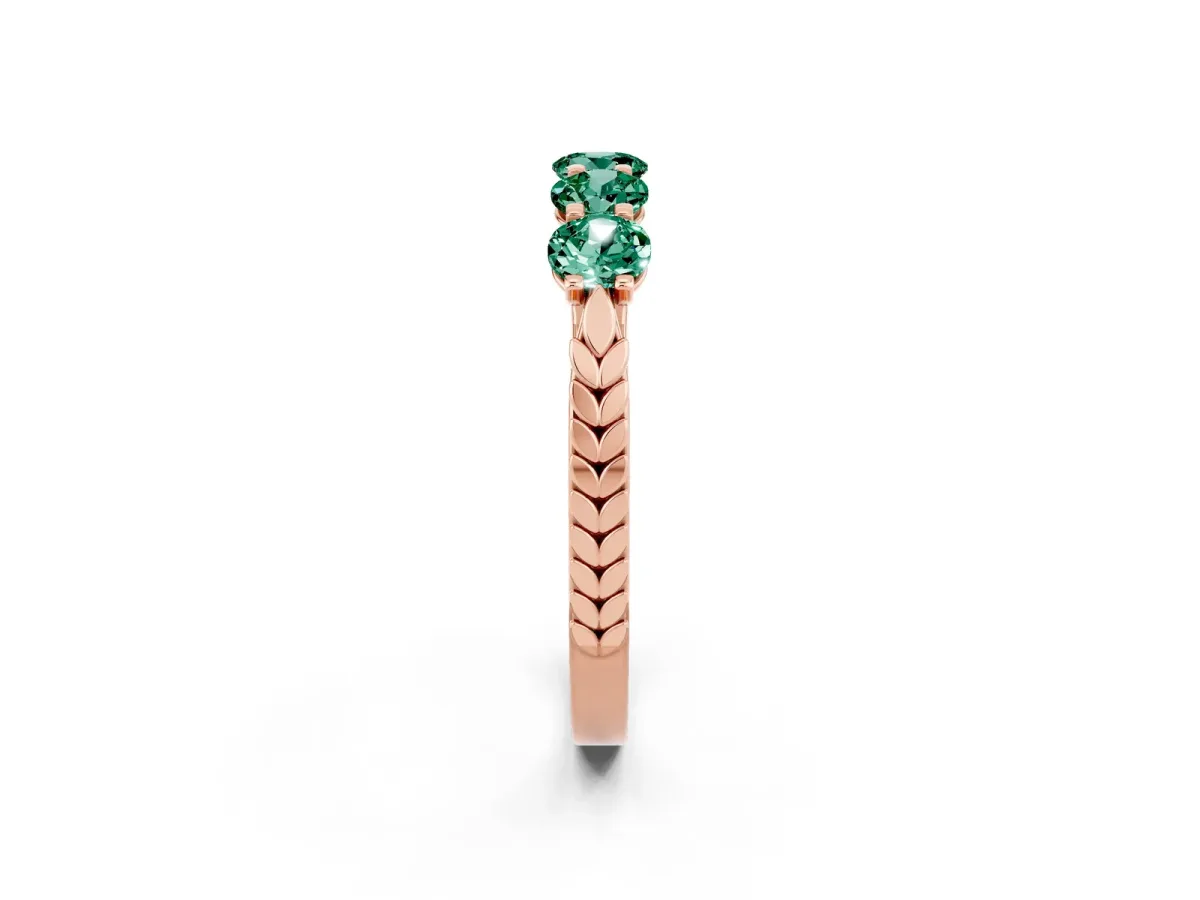 Five-Stone Round Green Sapphire Prong-Set Band Rose gold