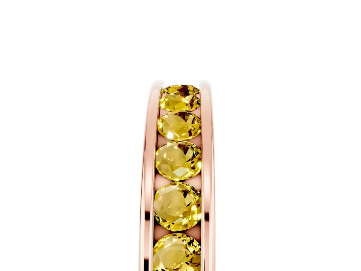 Channel Set Round Yellow Sapphire Eternity Band Rose gold