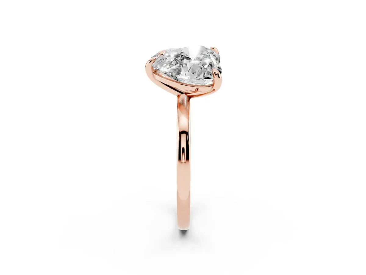 Oval and Heart Toi Moi Ring with Prong Setting and Plain Band Rose gold
