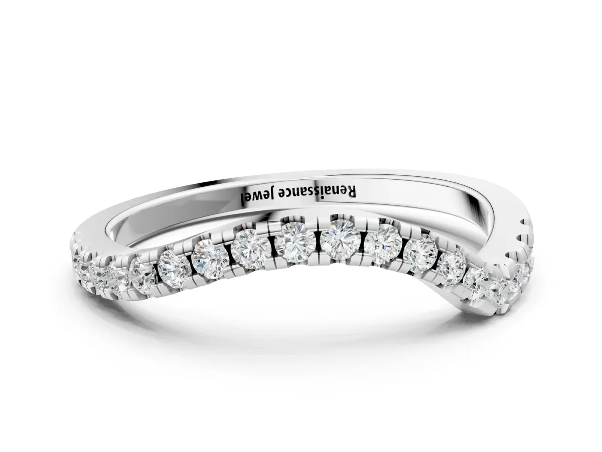 Round Diamond Pavé Twist Band with U-Prong Setting Silver
